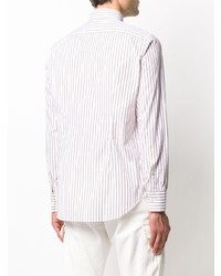 Chemise à manches longues à rayures verticales blanc et rouge Eleventy