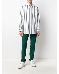 Chemise à manches longues à rayures verticales blanc et vert Ami Paris