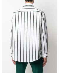 Chemise à manches longues à rayures verticales blanc et vert Ami Paris