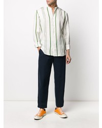 Chemise à manches longues à rayures verticales blanc et vert PENINSULA SWIMWEA