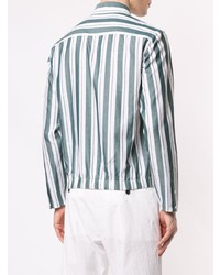Chemise à manches longues à rayures verticales blanc et vert Cerruti 1881