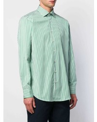 Chemise à manches longues à rayures verticales blanc et vert Etro