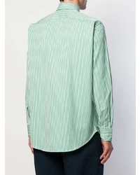 Chemise à manches longues à rayures verticales blanc et vert Etro