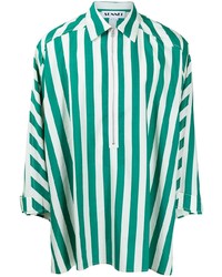 Chemise à manches longues à rayures verticales blanc et vert Sunnei