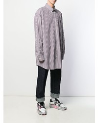 Chemise à manches longues à rayures verticales blanc et violet Maison Margiela