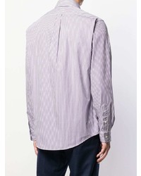 Chemise à manches longues à rayures verticales blanc et violet Ralph Lauren