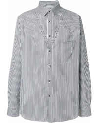 Chemise à manches longues à rayures verticales blanche et noire Alexander McQueen