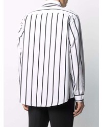 Chemise à manches longues à rayures verticales blanche et noire Ami Paris