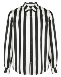 Chemise à manches longues à rayures verticales blanche et noire Amiri