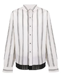 Chemise à manches longues à rayures verticales blanche et noire Ann Demeulemeester