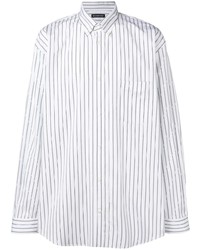 Chemise à manches longues à rayures verticales blanche et noire Balenciaga