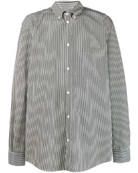 Chemise à manches longues à rayures verticales blanche et noire Balenciaga