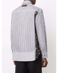 Chemise à manches longues à rayures verticales blanche et noire Versace