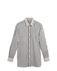 Chemise à manches longues à rayures verticales blanche et noire Burberry