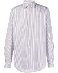 Chemise à manches longues à rayures verticales blanche et noire Corneliani