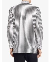 Chemise à manches longues à rayures verticales blanche et noire Burberry