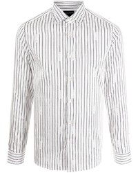 Chemise à manches longues à rayures verticales blanche et noire Emporio Armani