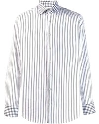 Chemise à manches longues à rayures verticales blanche et noire Etro