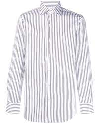 Chemise à manches longues à rayures verticales blanche et noire Finamore 1925 Napoli