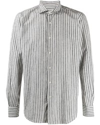 Chemise à manches longues à rayures verticales blanche et noire Glanshirt