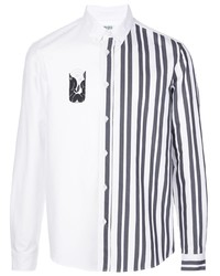 Chemise à manches longues à rayures verticales blanche et noire Kenzo