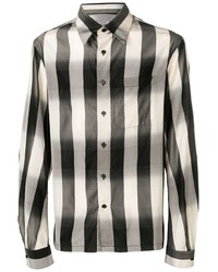 Chemise à manches longues à rayures verticales blanche et noire Lanvin