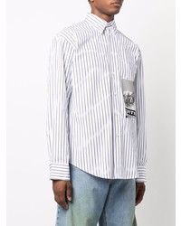 Chemise à manches longues à rayures verticales blanche et noire MSGM