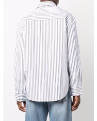 Chemise à manches longues à rayures verticales blanche et noire MSGM