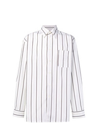 Chemise à manches longues à rayures verticales blanche et noire Marni