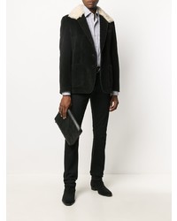Chemise à manches longues à rayures verticales blanche et noire Tom Ford
