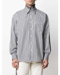 Chemise à manches longues à rayures verticales blanche et noire Marni