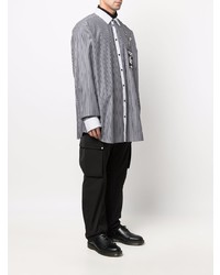 Chemise à manches longues à rayures verticales blanche et noire Raf Simons X Fred Perry