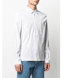 Chemise à manches longues à rayures verticales blanche et noire Transit
