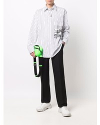 Chemise à manches longues à rayures verticales blanche et noire MSGM