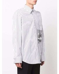 Chemise à manches longues à rayures verticales blanche et noire MSGM