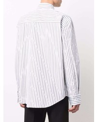 Chemise à manches longues à rayures verticales blanche et noire MSGM