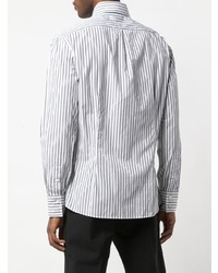 Chemise à manches longues à rayures verticales blanche et noire Brunello Cucinelli