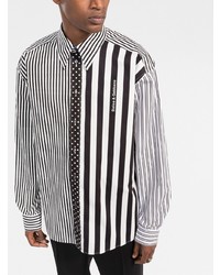 Chemise à manches longues à rayures verticales blanche et noire Dolce & Gabbana