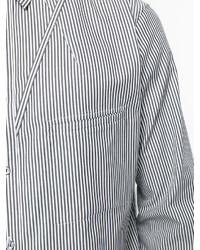 Chemise à manches longues à rayures verticales blanche et noire Alexander McQueen