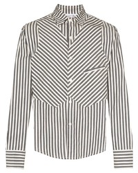 Chemise à manches longues à rayures verticales blanche et noire Vaquera
