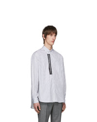 Chemise à manches longues à rayures verticales blanche et noire Givenchy