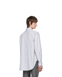 Chemise à manches longues à rayures verticales blanche et noire Givenchy