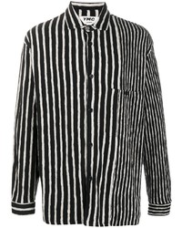 Chemise à manches longues à rayures verticales blanche et noire YMC