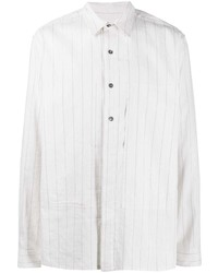 Chemise à manches longues à rayures verticales blanche Ann Demeulemeester