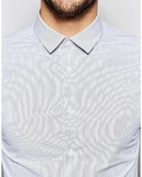 Chemise à manches longues à rayures verticales blanche Asos