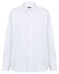 Chemise à manches longues à rayures verticales blanche Balmain