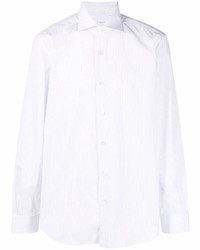 Chemise à manches longues à rayures verticales blanche Barba