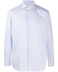 Chemise à manches longues à rayures verticales blanche Borrelli