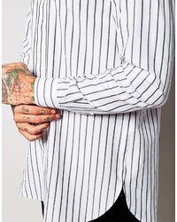 Chemise à manches longues à rayures verticales blanche Asos