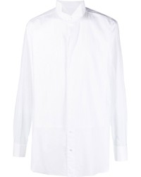 Chemise à manches longues à rayures verticales blanche Brioni